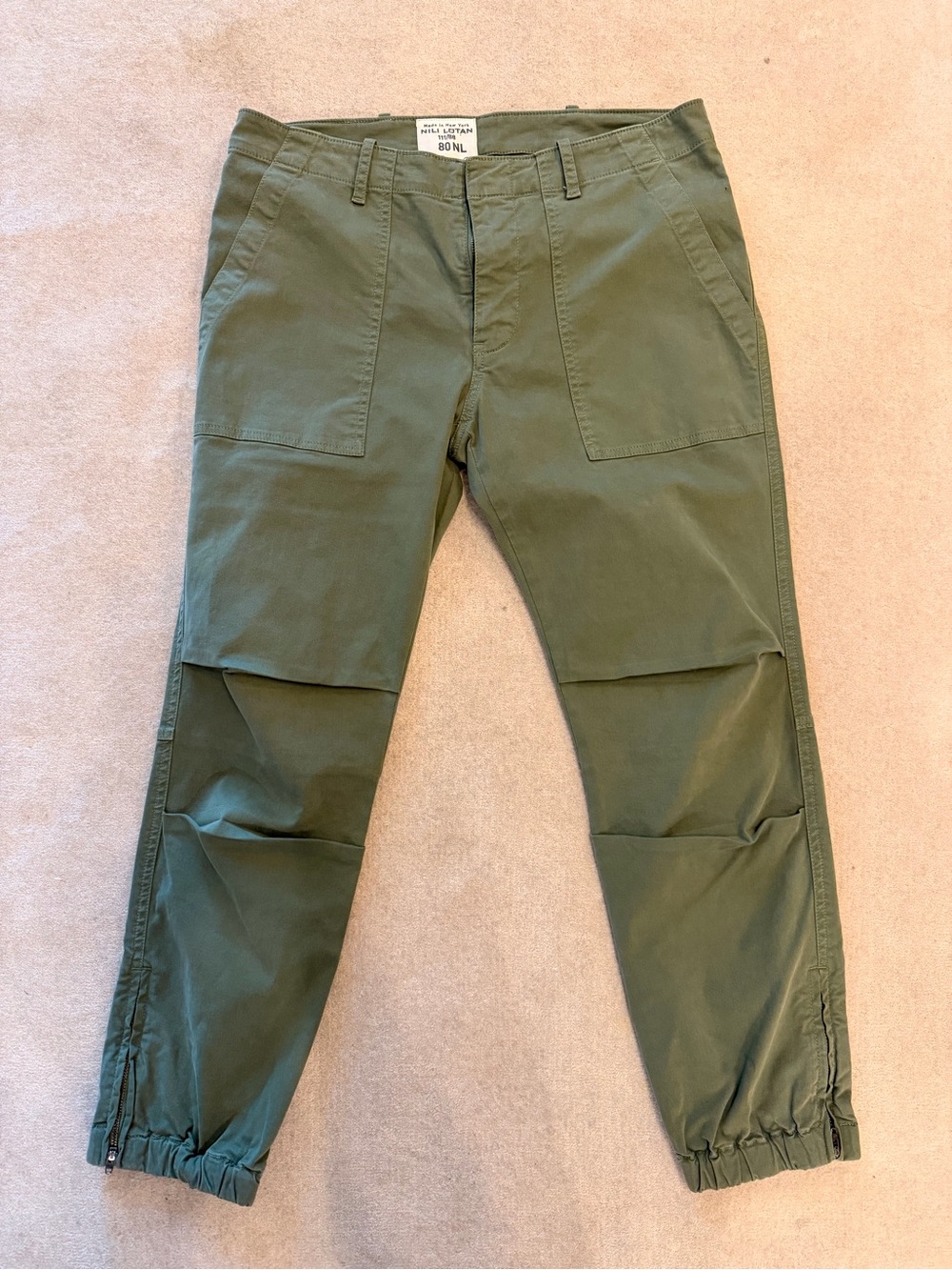 Nili Lotan 111/88 80NL Green Women's Cropped Military Jogger Pants Size 4